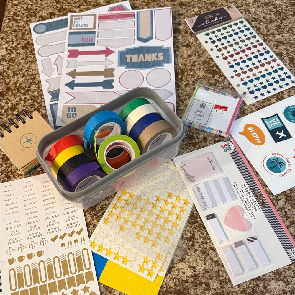 Colorful Planner Washi Tape & Sticker Kit
